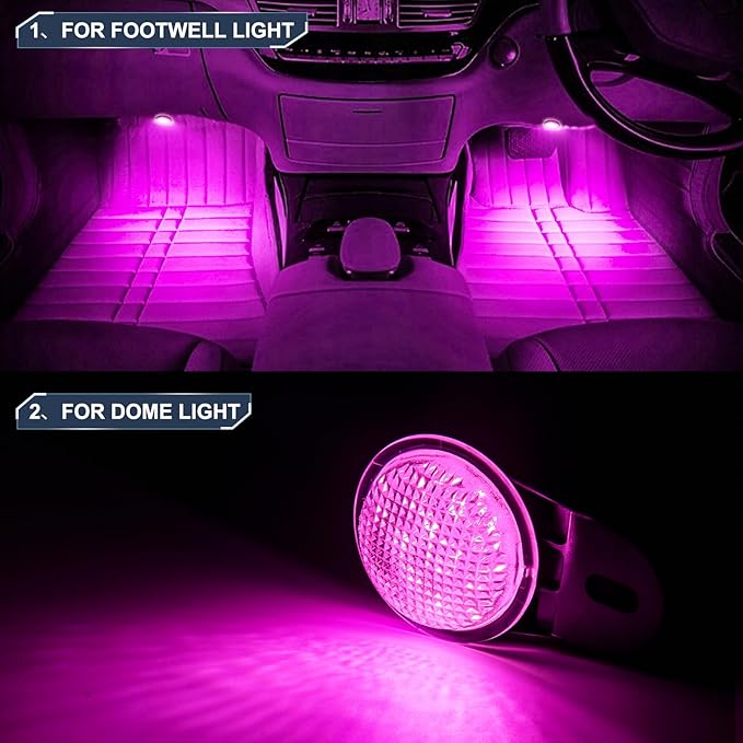 POPMOTORZ Pink Purple LED Interior Courtesy Light Footwell Lights Under Dashboard Courtesy Floor Lamp for Dodge RAM,Durango,Nitro, Jeep Wrangler,Liberty,Grand Cherokee Under Dash Lighting 2 Pcs
