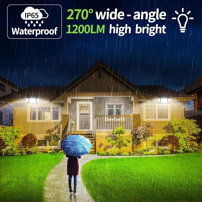 Solar Outdoor Lights, Motion Sensor with Dual Sensors Waterproof | Solar Flood Lights 270°Wide Angle for Outside with 3 Modes