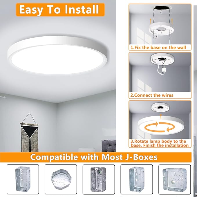 4 Pack LED Flush Mount Ceiling Light Fixture, 9inch LED Ceiling Light White | 18W 5000K Low Profile Slim Flat Surface Mount Ceiling Lights for Kitchen Hallway Laundry Stairwell Basement Closet