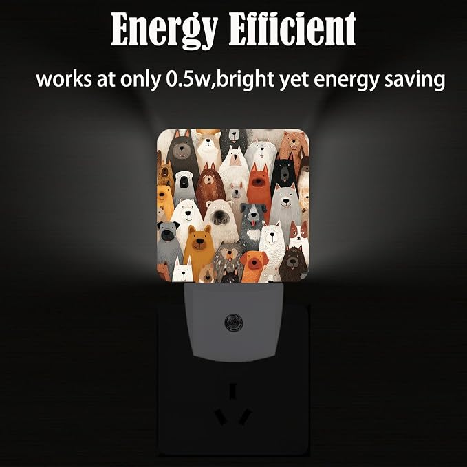 Cute Dog Night Light,Smile Puppy Plug Into Wall Decor for Stairway,Hallway,Kitchen,Dusk to Dawn Sensor Nightlights for Boys/Girls/Women/Men Room Gifts