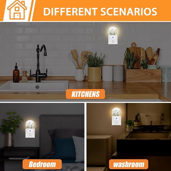 Water Lily Night Light,Vintage White Flower Nightlight Plug into Wall LED Lamp Auto Sensor Dusk to Dawn for Bedrooms/Kitchens/Toilets/Corridors,Energy-Saving
