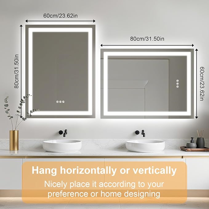 24"x32" LED Bathroom Mirror with Lights,Bluetooth Dual Speaker | Anti-Fog,3 Color Temperature,Dimmable Brightness,Memory Function,Waterproof,Wall Mount Design,Tempered Glass
