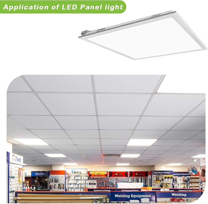 hykolity 2x2 LED Flat Panel Troffer Light,Dimmable ETL,Drop Ceiling 6 Pack | 30/40/50W Selectable 0-10V Dimmable 5000K 5800LM Recessed Light for Office Classroom Hospital Garage Replaces 2-Lamp Fixture