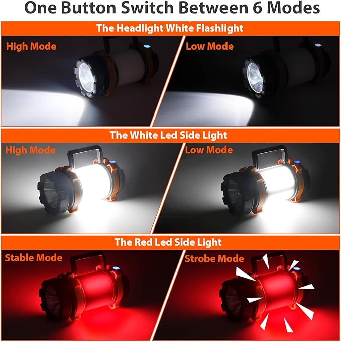 2 Pack Camping Lantern, Outdoor LED Camping Light, Rechargeable Flashlights with 1000LM, 6 Modes, IPX5 Waterproof Portable Emergency Camp Light for Hurricane Survival - Orange