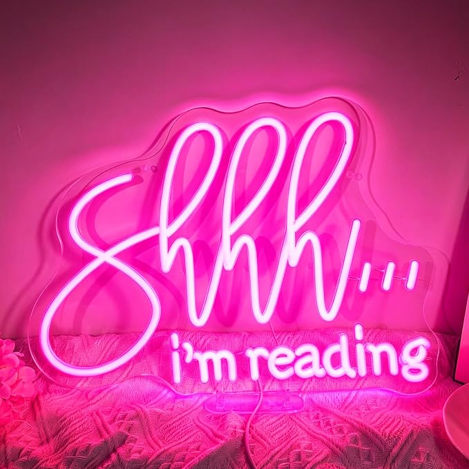Shhh I'm Reading Neon Sign for Wall Decor, Dimmable Reading LED Light, USB Powered Neon Sign for Classroom Library Study room, Gifts for Students Friends
