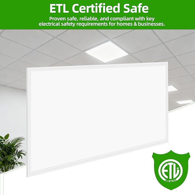 WYZM 2X4 LED Flat Panel Light,4 Pack,0-10V Dimmable,7800 Lumens,5000K White Color,LED Recessed Edge-Lit Troffer Fixture Light,Commercial Lighting Shop Warehouse Office,ETL Certificated