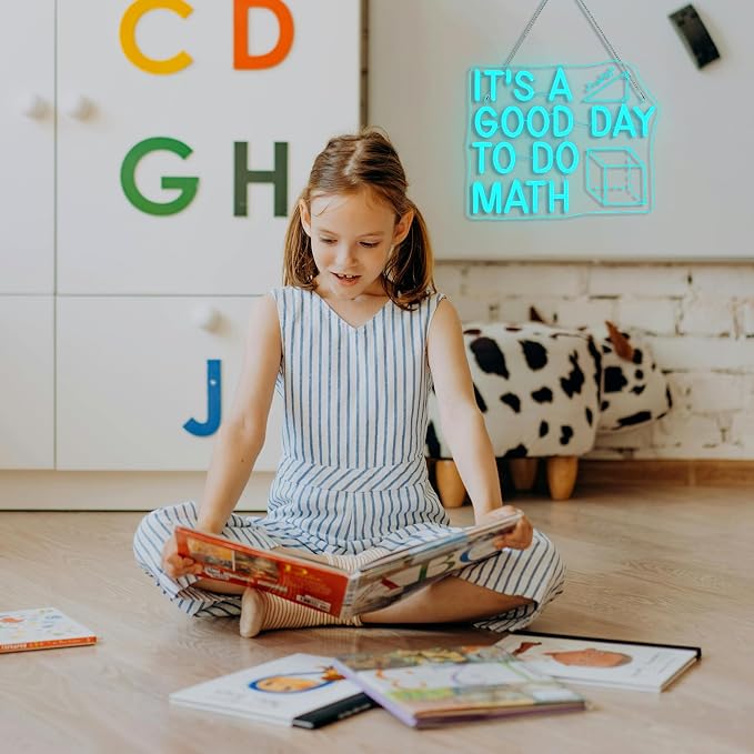 Horseneon It's a Good Day to Do Math Neon Sign Colorful LED Wall Decor for Classroom Math Teacher Gift Home Office or Study Room Fun and Inspirational Math-Themed Neon Light