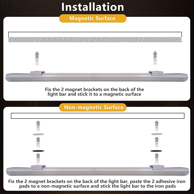 12 Inch LED Light Bar USB Powered 3 Colors, Dimmable Magnetic Frosted Cover | White, Warm White, Yellow, with Switch for Under Monitor, Under Desk, Cabinet, 3D Printer, Over Sink