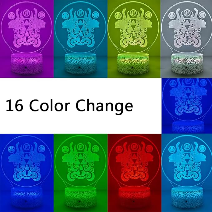 3D Night Light, 16 Color Changing Cartoon USB Desk Lamp, Crest of Hyrule Illusion Lighting with Remote Control for Home Decor Gift for Kids. (7)