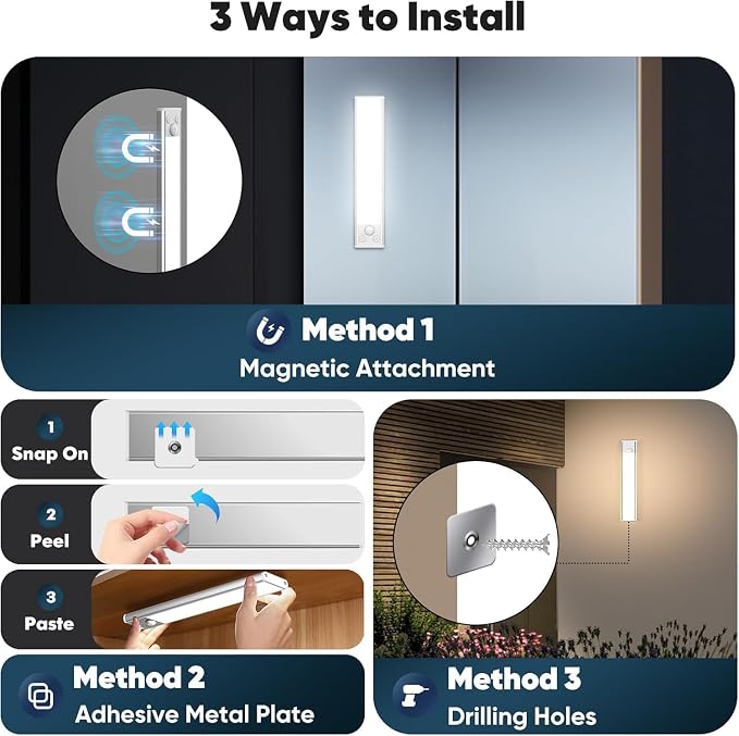 Under Cabinet Lighting, 5-Pack 10 inch 2200mAh Rechargeable Battery Operated Motion Sensor Lights Indoor, Wireless Dimmable Magnetic Under Counter Closet Night Lights for Kitchen, Stair