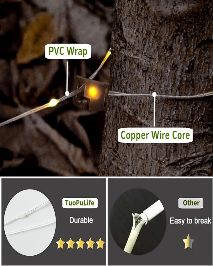 Solar Camping String Lights, 32.8 FT Fairy String Light, 4 in 1 Portable Waterproof Camp LED Lamp with 8 Lighting Modes, Hanging Rechargeable Tent Lantern for Outdoor Garden Patio Party Essentials