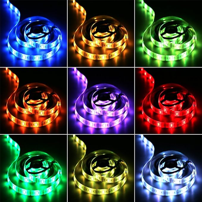 2M/6.6FT Battery Powered LED Strip Lights, Flexible Color Changing RGB LED Light Strip, TV Backlight Background Lighting