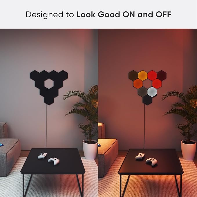 Nanoleaf Shapes Hexagon Lights, Smart RGBW LED Wall Light Panels, 9PK | Compatible with Alexa Google Assistant, Home Wall Decor for Living Room with Music Sync, Smarter Kit