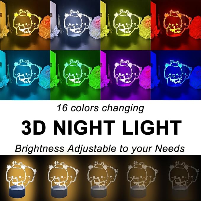 3D Night Light Gifts, Bear Shaped Table Lamp with Remote Control Gifts for Girls Birthday Christmas Valentine (Style 1)