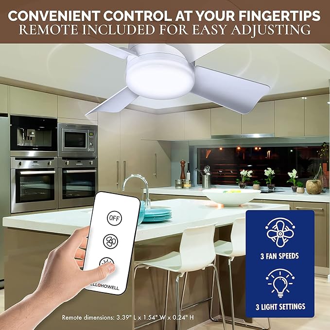 Bell+Howell Socket Breeze Modern Ceiling Fans with LED Lights, 10" LED E26 Screw Base Mini Light Socket Fan for Bedroom, Living Room, Kitchen, Balcony