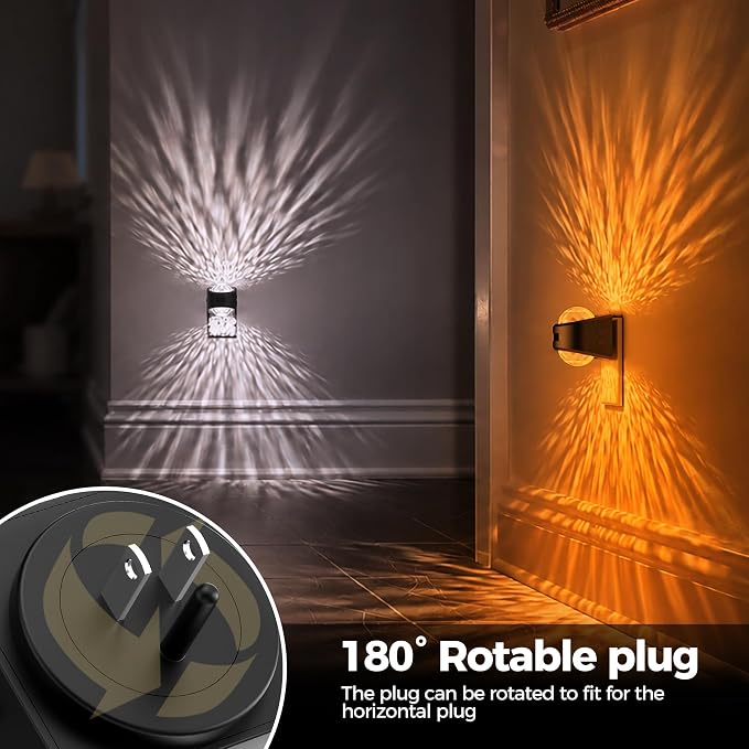 Motion Night Light Projector Dimmable 3 Colors Warm Rotatable | night lights plug into wall, dusk to dawn & motion sensor, 180°rotating, 3000K 5000K amber bedroom hallway bathroom decor