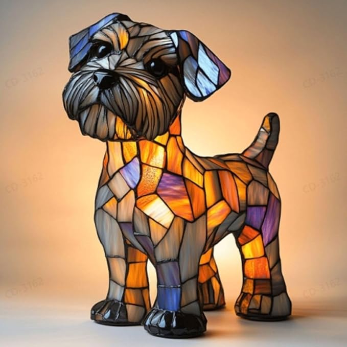 Schnauzer Dog Table Lamp, 2026 New Series Art Lamp, Colored Resin Vintage Lion Dog Lamp, Resin Bedside Table Lamp, Cute Pet Dog-Themed LED Lamp, Suitable for Bedroom, Cozy Animal Night Light