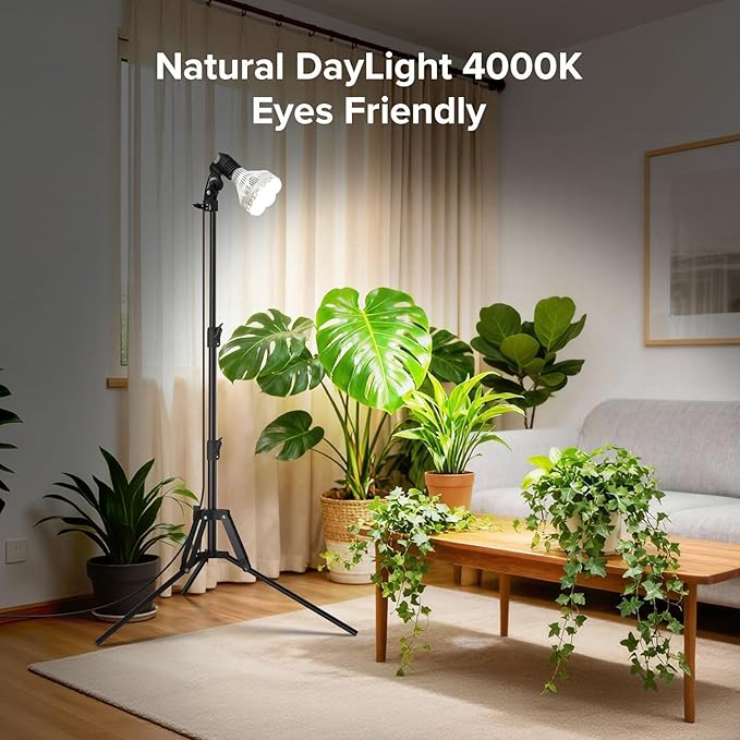 SANSI Standing Grow Lights for Indoor Plants, 40W Plant Lights for Indoor Growing Full Spectrum(600W Equiv), Tripod Adjustable 30"-55" Plant Lamp with 4-Level Dimmable, Auto On Off 4 8 12 Hrs Timer