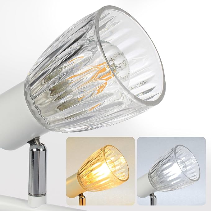 HiBay 2-Pack Lampshades, Clear Striped Bell Glass Shades | Lighting Fixture Accessory Lampshade Cover Replacement, Fit for E12 Base Pendant Lights Table lamp Sconce Chandeliers