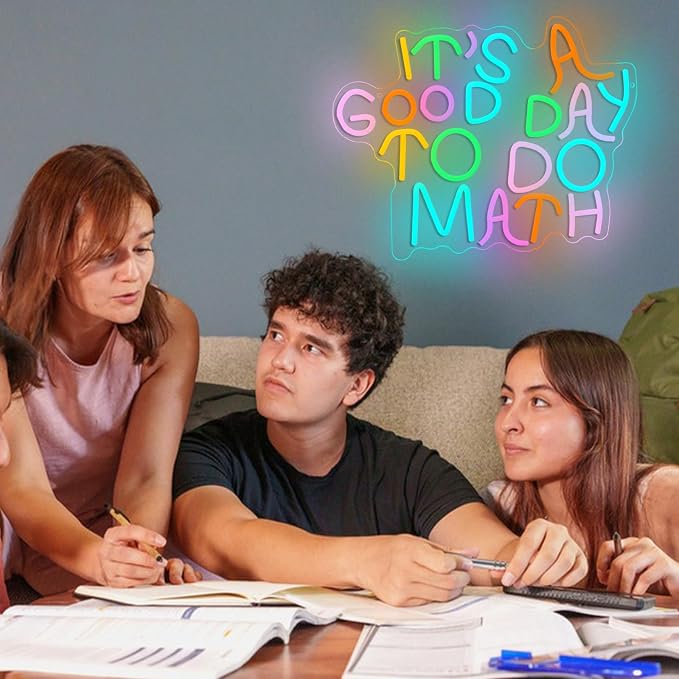 LISIGNVE It's A Good Day To Do Math Neon Sign for Classroom Decor Teacher Light Up Sign LED Math Neon Light for Wall Decor Students Middle High School College Dorm Bedroom Home Office