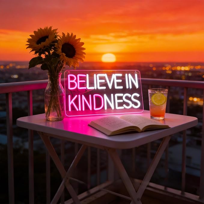 Believe in Kindness Neon Sign for Wall Decor Led Neon Signs Light Up Sign Room Decor Neon Lights Sign USB Powered