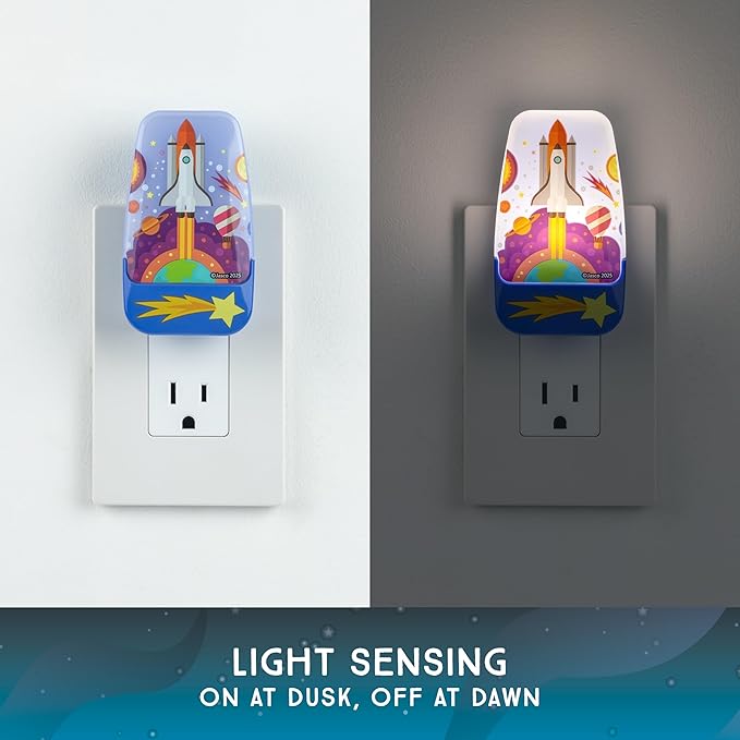 Lights by Night Rocket Space NightLight LED Lights for Kids Room Decor NightLights Plug in Wall Ambient Lighting for Girls Boys Bedroom Bathroom Nursery 81717