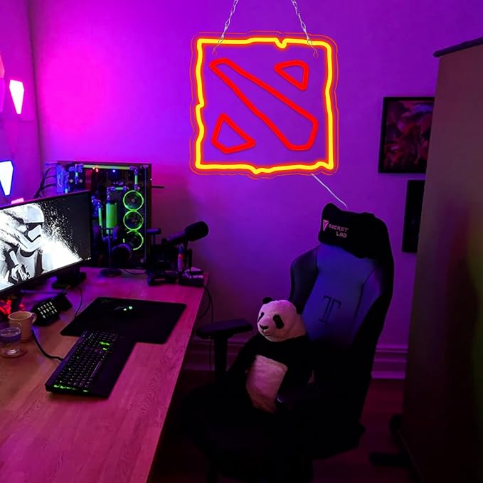 WonderfulLife Game Neon Sign for Gamer Zone Decor,Led Lights for Man Cave Internet Bar or Bedroom Decoration.Perfect Birthday Gifts,5V USB Powered,Easy Hanging.