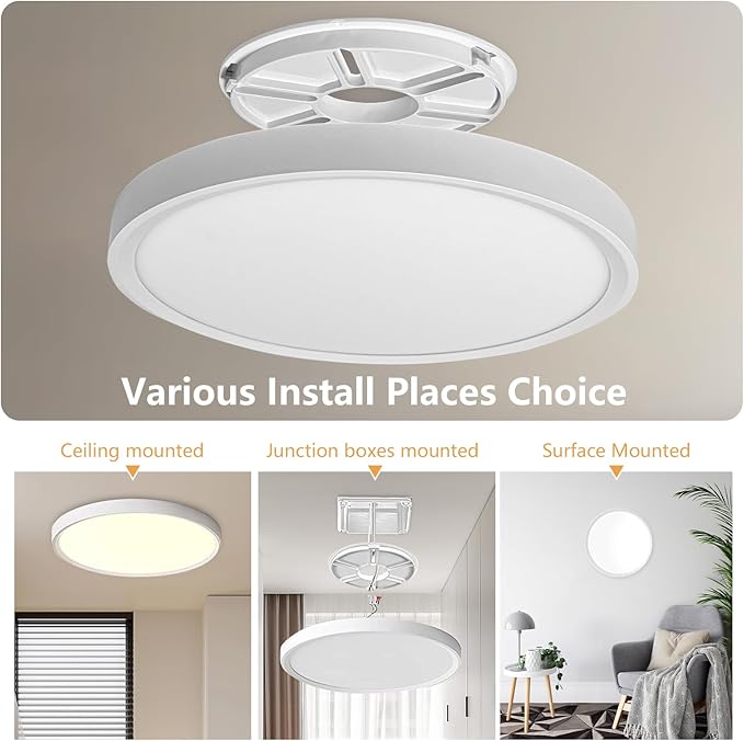 4PK 12 Inch LED Flush Mount Ceiling Light, 24W, 2520LM, 3000K/4000K/6000K CCT Selectable Super Slim LED Ceiling Light, Close to Ceiling Round Flat Panel Light for Hallway, Bedroom,Kitchen ect