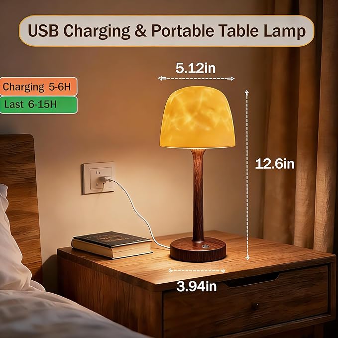 Waterproof Bathroom Lamp with 16 Color Ocean Wave Projector, Rechargeable Shower Light with Touch & Remote Control, Cordless Light for Inside Shower/Bathtub (Peachwood Color)
