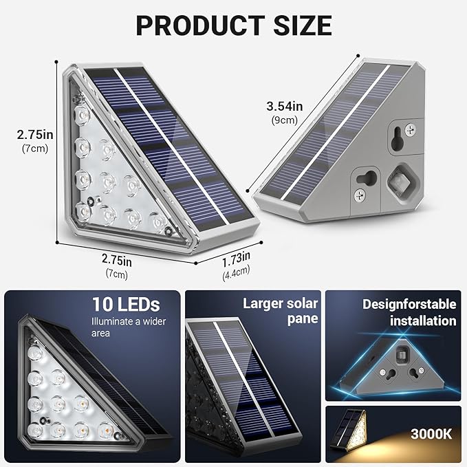 Outdoor Step Lights, 16 Pack Solar Stair Lights Outdoor Waterproof IP67 Auto On Off, Solar Lights for Steps,Stair,Patio,Yard,Porch,Front Door,Sidewalk,Deck Decor,Warm White
