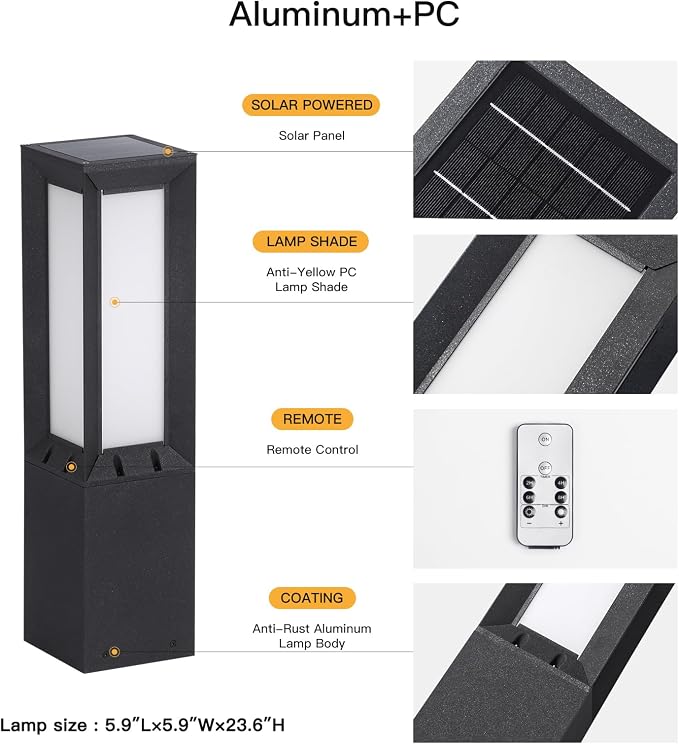 MVBT 24" Solar Pathway Lights Outdoor IP65 Waterproof Landscape Path Lights | Dusk to Dawn Solar Bollard Light, Modern Lamp Path Light, 3000K Commercial Pathway Lighting for Driveway Patio Walkway Lawn