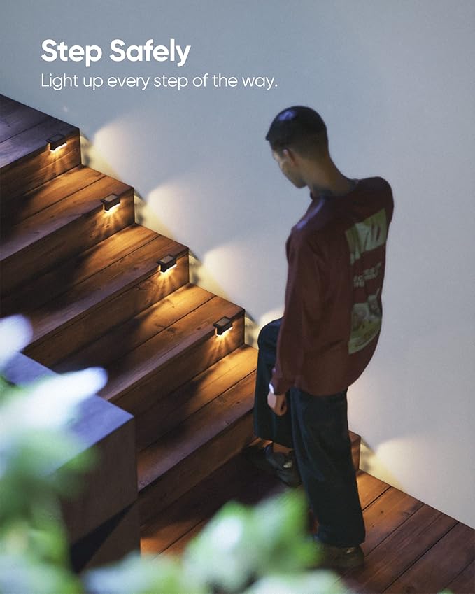 JACKYLED Solar Deck Lights 16 Pack Solar Fence Light Solar Powered Outdoor Step Light IP65 Waterproof LED Pathway Light for Deck Fence Railing Garden Patio StairYard, Black