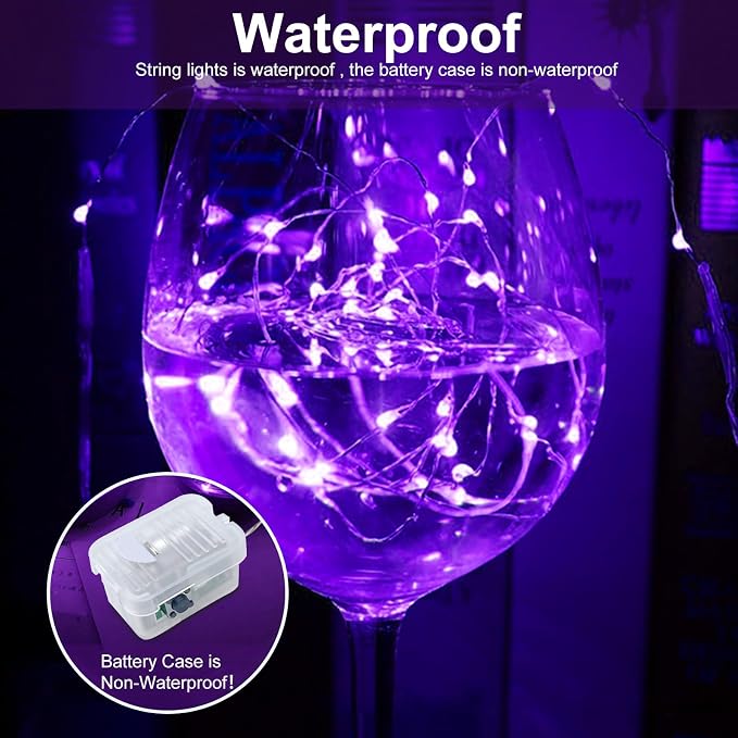 AIKEI 6 Pack LED Fairy Lights Battery Operated, Fairy String Lights 3 Modes Waterproof 7 Feet 20 Led Firefly Starry Lamps for Wedding Party Bedroom Garden Halloween Christmas Decoration Purple