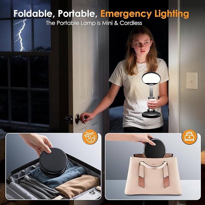 One Fire Cordless Lamp, 3600mAh Battery Operated Lamp, Rechargeable Lamp | 3600mAh Battery, 200H Use, 10 Brightness Levels, Foldable Design, Wireless Portable Light, Memory Function