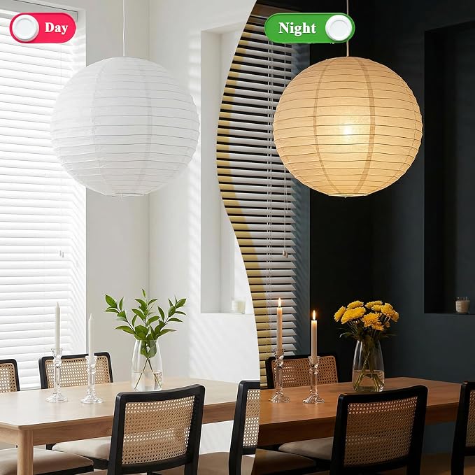 White Round Paper Lantern Lampshade, 12"x12'' Chinese Japanese Round Hanging Paper Lantern, Small Papers Lanterns Pendant Light Shade for Wedding, Restaurant, Church, Birthday Party, Home Decor