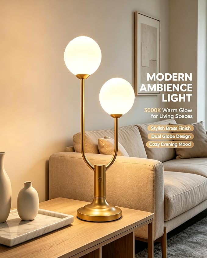 Globe Gold Table Lamp for Bedroom Gift Dimmable G9 Bulbs Included | Modern Round Ball Lamp Nightstand Desk Lamp Warmwhite Ambient Night Light Bedside Lamps for Living Room Party Home Decor Gift
