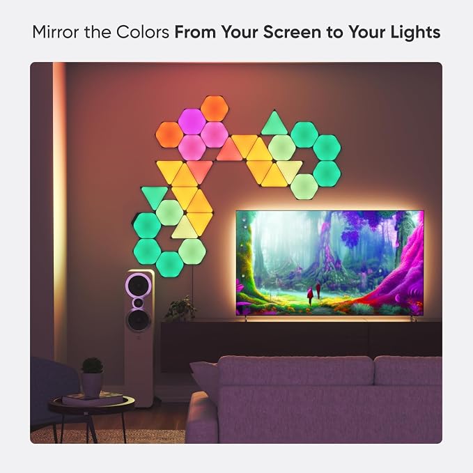 Nanoleaf Shapes Hexagon Lights, Smart RGBW LED Wall Light Panels, 9PK | Compatible with Alexa Google Assistant, Home Wall Decor for Living Room with Music Sync, Smarter Kit