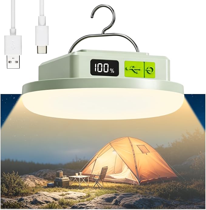 Tent Lights & Canopy Lights, Camping Lantern/Lamp, Rechargeable LED Camping Light, 4500LM 4 Modes Dimmable, 12000mAh Magnet Flashlight for Emergency & Power Outages, Battery Powered Outdoor Lights