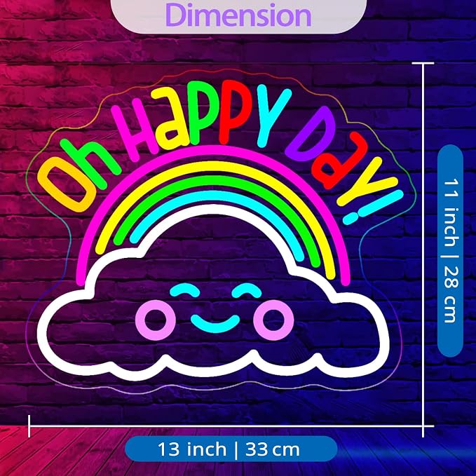 Classroom Neon Sign, Colorful Oh Happy Day Classroom Wall Decor for Kids | Neon Sign for Classroom, Back to School Decor, Kids Room Decor, Playroom Decor, Inspirational LED Lights for Classroom