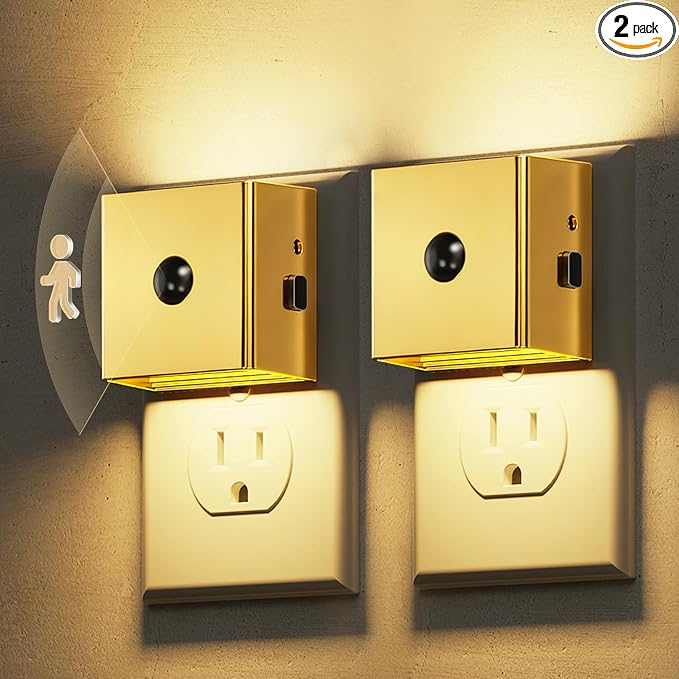 L LOHAS LED Plug in Night Light with Motion Sensor and Dusk to Dawn Sensor | LED Night Light Brightness Adjustable,3000K Soft White, Nightlight for Bathroom Hallway Kitchen 2Pack