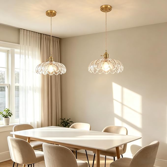 Battery Operated Pendant Light,Transparent Vintage Light Fixtures RGB Rechargeable Light Bulb 2500mAh 9.8in with Remote Control Wireless Adjustable Chandelier for Kitchen Island Hallway 1Light