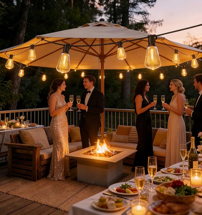 100FT Outdoor String Lights, Waterproof Patio Lights with Shatterproof ST38 Vintage Edison Bulbs, Connectable Outside Hanging Lights for Backyard, Porch, Deck, Balcony, Garden, 2500K Dimmable