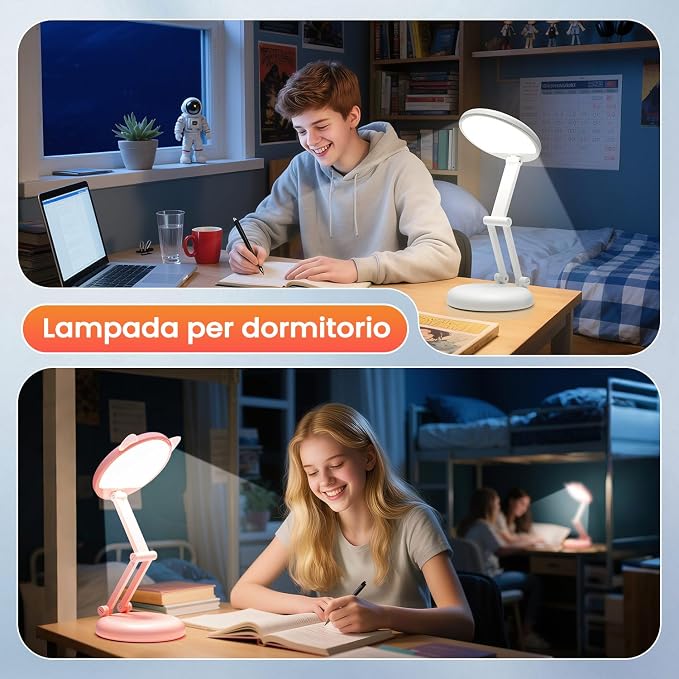Battery Battery Operated Cordless Rechargeable Lamp - 3600mAh 10 Brightness Wireless LED Desk Table Lamp, Small Mini Portable Battery Powered Light for Home Office, Reading, Nail Light