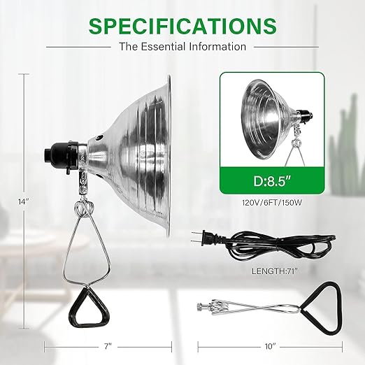 Simple Deluxe Clamp Lamp Light with Detachable 8.5 Inch Aluminum Reflector up to 150 Watts E26 Socket (No Bulb Included), 6 Feet Cord, UL Listed, 6 Pack