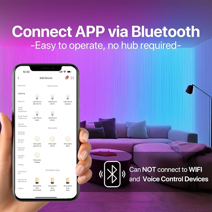 Bluetooth Smart Light Bulb 60 Watt, Dimmable Color Changing, 1 Pack | E26 Lightbulbs 9W A19, RGBCW Multicolor, Music Sync, Timer Schedule Settings (No WiFi Connection)