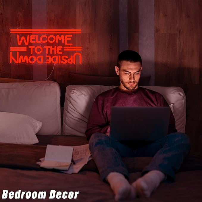 Welcome To The Upside Down Neon Sign Dimmable Neon Lights for Wall Décor USB Powered LED sign for Bedroom Game Room Man Cave Great Gift for Birthday christmas etc;(16.4 * 8.3 inches)