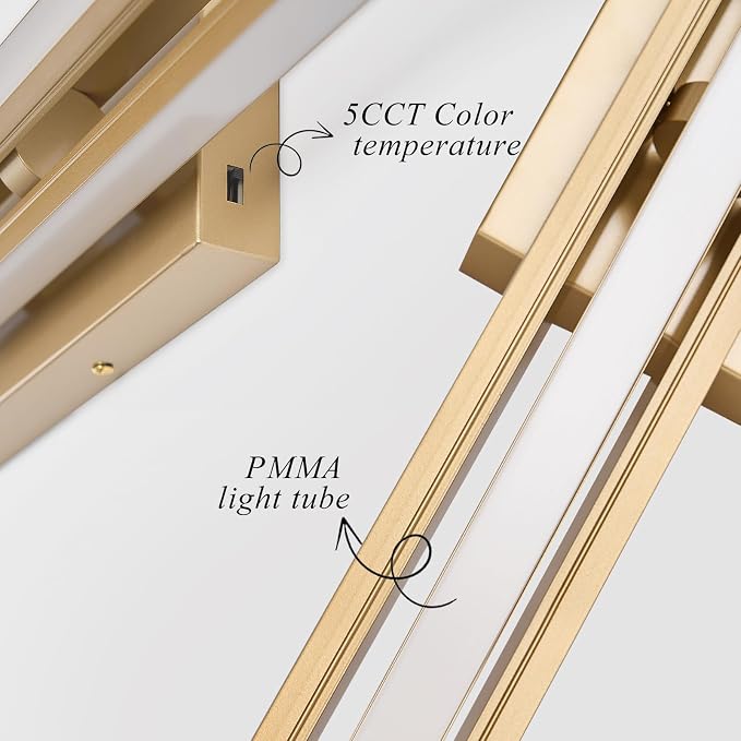 55" Long Vanity Light Gold Bathroom Wall Light Fixtures Long Vanity Lights Over Mirror Lighting Lamps Dimmable Bathroom Wall Mount Lighting Over Vanity Mirror