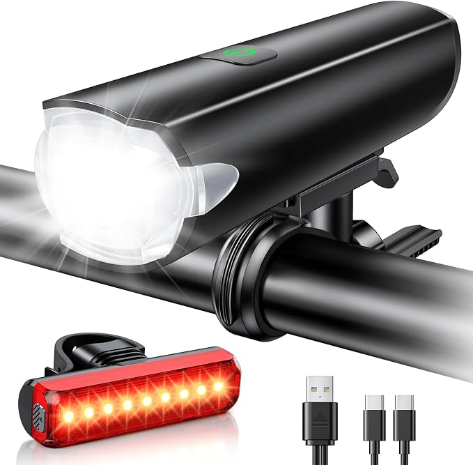 2026 New 1200LM Wide Angle Bike Lights for Night Riding, 3+5 Modes & IP65 Waterproof Bicycle Lights Front and Rear, Long-Lasting USB Rechargeable Sports Scooter Accessories for Men Women