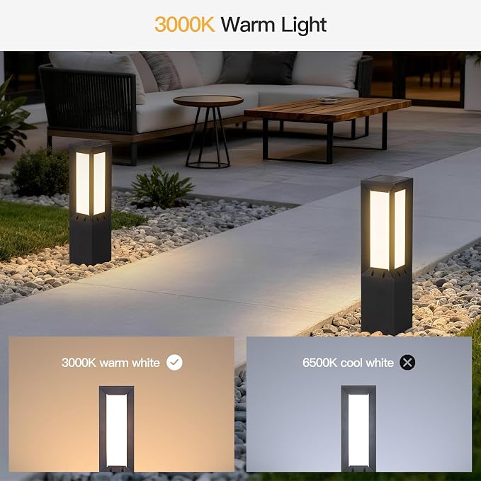 MVBT 24" Solar Pathway Lights Outdoor IP65 Waterproof Landscape Path Lights | Dusk to Dawn Solar Bollard Light, Modern Lamp Path Light, 3000K Commercial Pathway Lighting for Driveway Patio Walkway Lawn