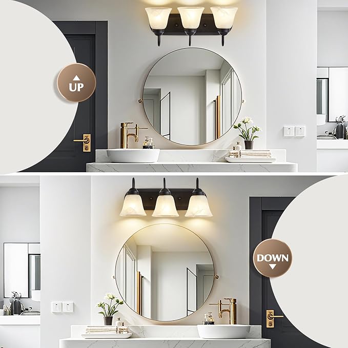 Bathroom Light Fixtures Over Mirror, Black 3 Light Vanity Light for Bathroom Vintage Lighting Fixtures Wall Lamp Vanity Lights Apply for Mirror Living Room Cabinet Bedroom